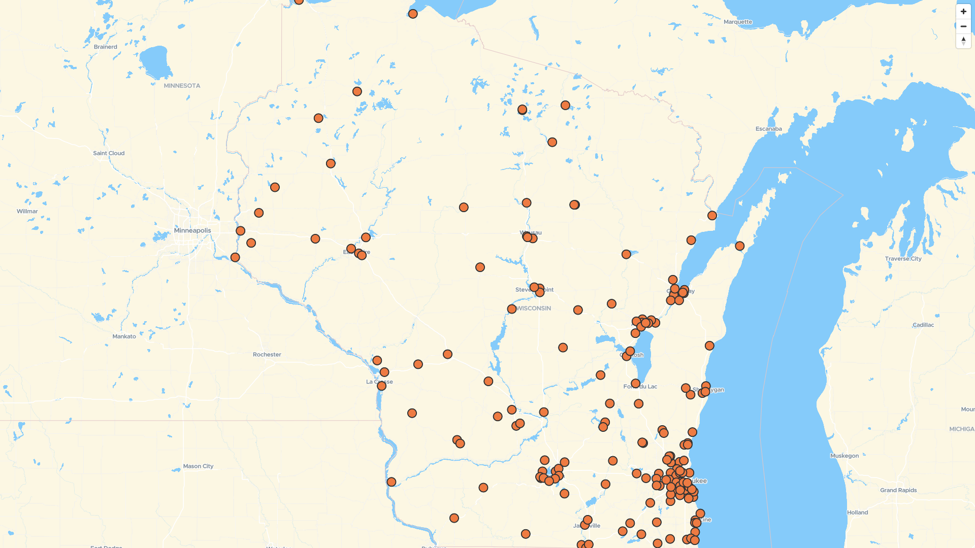 Map of Dollar Tree locations in Wisconsin, US | Mapstack